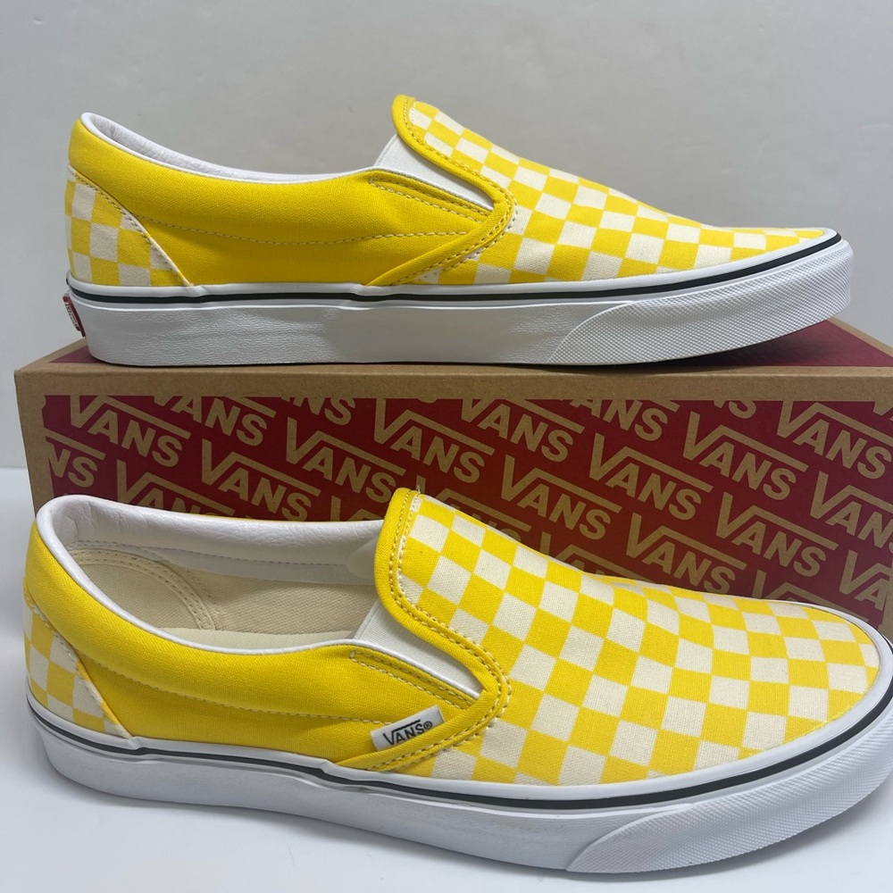 Vans Men’s Classic Slip-On
(Checkerboard) Cyber Yellow Sneakers 
VN0A33TB42Z - Picture 15 of 16